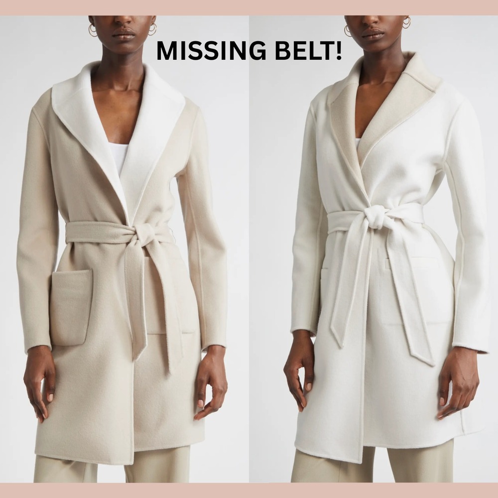 NWD $1895 ST. JOHN [ XS ]‎ Two-Tone Double Face Wool Cashmere Coat #J2079